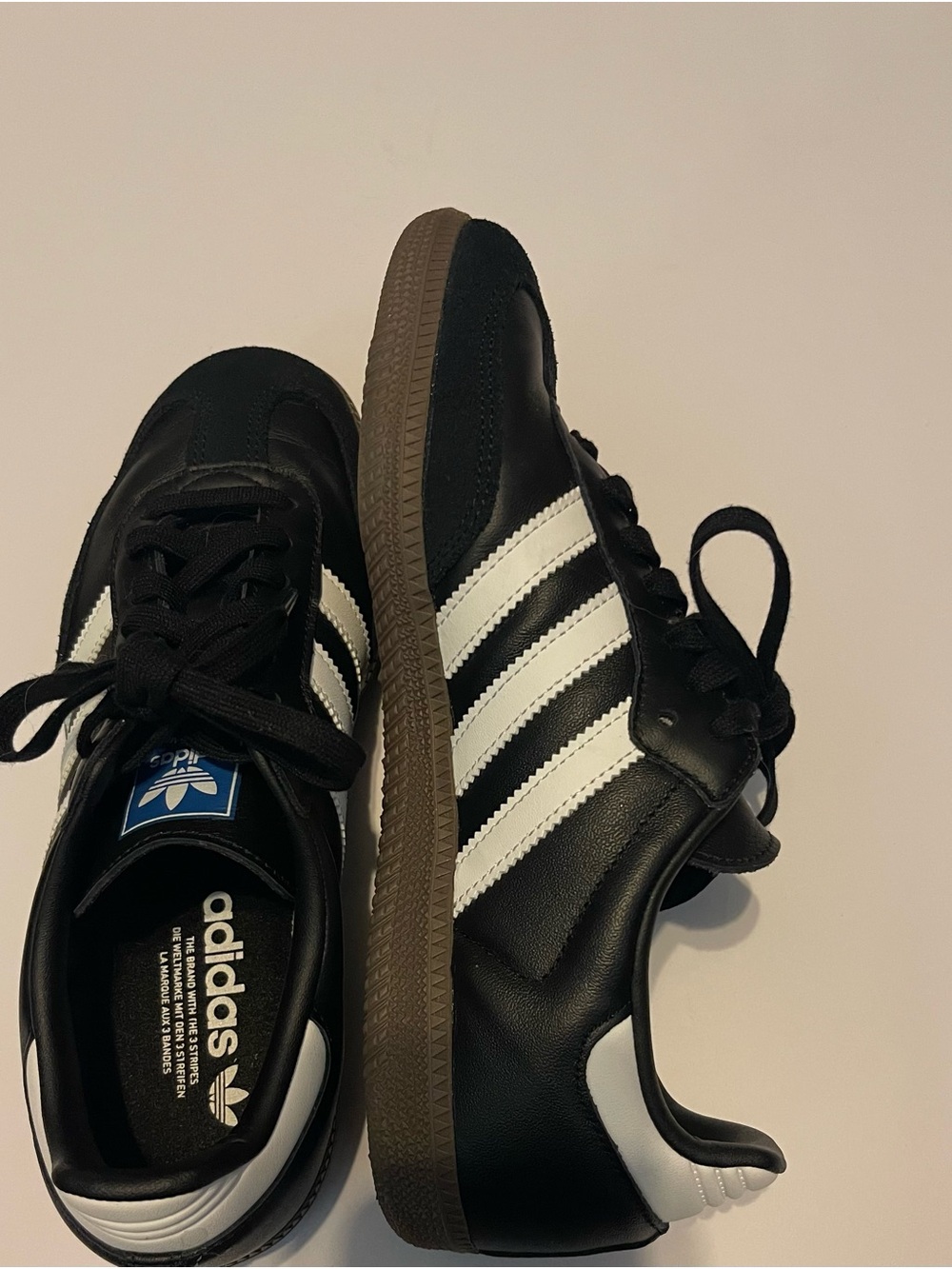 Adidas Samba OG Black Leather Sneakers with White Three-Stripes. Men's 7 1/2